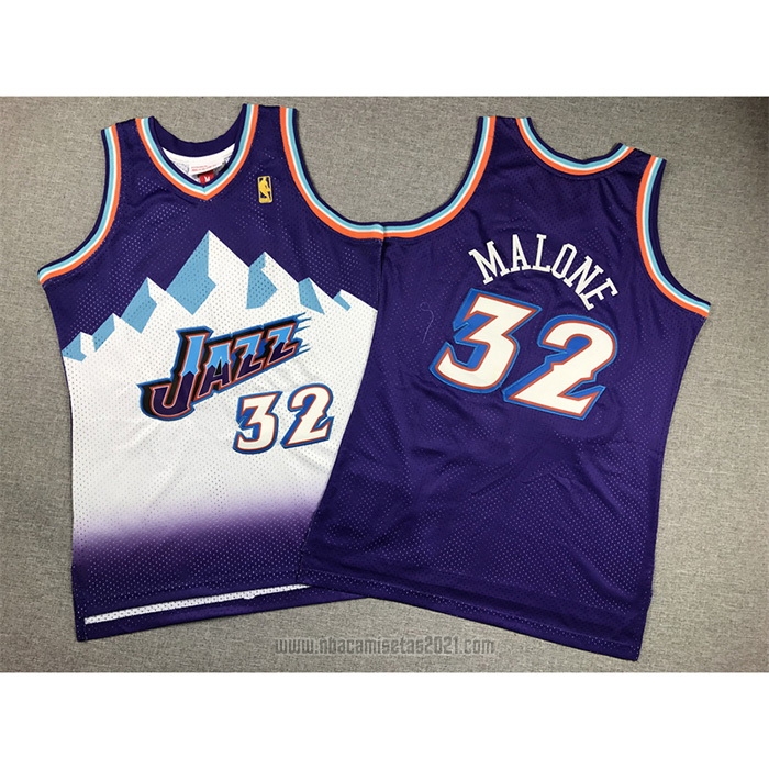 Camiseta Nino Utah Jazz Karl Malone #32 Mitchell & Ness 1996-97 Violeta